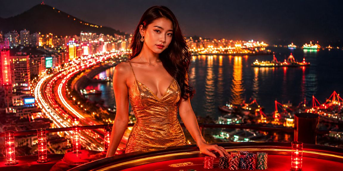 Khung cảnh casino neon về đêm tại Vũng Tàu với người chơi trực tuyến